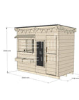 Flat roof extended height raw pine timber cubby house domestic midi rectangle size with accessories