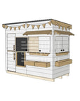Flat roof painted extended height wooden cubby house family backyard midi rectangle size with accessories