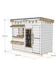 Flat roof extended height painted pine timber cubby house domestic midi rectangle size with accessories