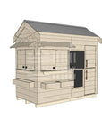 Pitched roof raw wooden extended height cubby house residential and family homes midi rectangle accessories