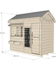 Pitched roof raw wooden extended height cubby house residential and family homes rectangle dimensions