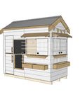 Pitched roof painted pine timber extended height cubby house residential and family homes midi rectangle accessories