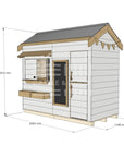 Pitched roof painted wooden extended height cubby house residential and family homes rectangle dimensions