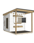 Painted wooden extended height house with front porch for residential and family homes midi square size with accessories