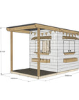 Painted pine extended height house with front verandah for residential backyards midi square size with dimensions