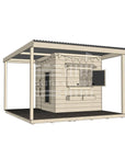 Raw wooden extended height house with wraparound porch for residential and family homes midi square size with accessories