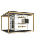 Painted wooden extended height house with wraparound porch for residential and family homes midi square size with accessories