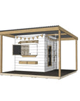Painted timber extended height house with wraparound verandah and deck for family gardens midi square size with accessories