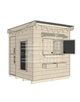 Flat roof raw extended height wooden cubby house family backyard midi square size with accessories