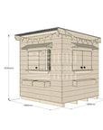 Flat roof raw extended height wooden cubby house residential midi square with dimensions