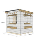 Flat roof painted extended height wooden cubby house residential midi square with dimensions