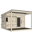 Pine timber cubby house with front verandah and deck for family gardens large rectangle size with accessories