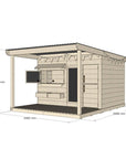 Raw pine cubby house with front verandah for residential backyards large rectangle size with dimensions