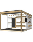 Painted wooden cubby house with front porch for residential and family homes large rectangle size with accessories