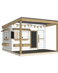 Painted timber cubby house with front verandah and deck for family gardens large rectangle size with accessories