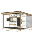 Painted pine cubby house with front verandah for residential backyards large rectangle size with dimensions