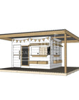 Painted wooden cubby house with wraparound porch for residential and family homes large rectangle size with accessories
