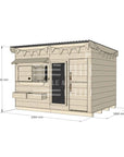 Flat roof raw pine timber cubby house domestic large rectangle size with accessories