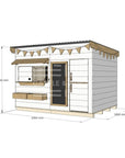 Flat roof painted pine timber cubby house domestic large rectangle size with accessories