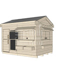 Pitched roof raw pine timber cubby house residential and family homes large rectangle accessories