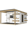 Painted wooden cubby house with front porch for residential and family homes large square size with accessories