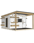 Painted timber cubby house with front verandah and deck for family gardens large square size with accessories
