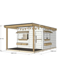 Painted pine cubby house with front verandah for residential backyards large square size with dimensions
