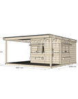 Raw pine cubby house with wraparound verandah for residential backyards large square size with dimensions