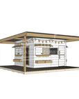 Painted timber cubby house with wraparound verandah and deck for family gardens large square size with accessories
