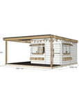 Painted pine cubby house with wraparound verandah for residential backyards large square size with dimensions