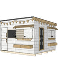 Flat roof painted wooden cubby house family backyard large square size with accessories