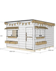 Flat roof painted pine timber cubby house domestic large square size with accessories