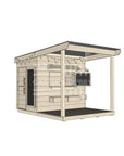 Raw wooden cubby house with front porch for residential and family homes little rectangle size with accessories