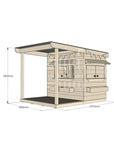 Raw pine cubby house with front verandah for residential backyards little rectangle size with dimensions