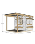 Painted pine cubby house with front verandah for residential backyards little rectangle size with dimensions