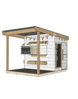 Painted timber cubby house with front verandah and deck for family gardens little rectangle size with accessories