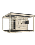 Raw wooden cubby house with wraparound porch for residential and family homes little rectangle size with accessories