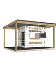 Painted wooden cubby house with wraparound porch for residential and family homes little rectangle size with accessories