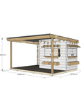 Painted pine cubby house with wraparound verandah for residential backyards little rectangle size with dimensions