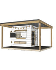 Painted timber cubby house with wraparound verandah and deck for family gardens little rectangle size with accessories