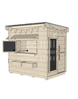 Flat roof raw pine timber cubby house domestic little rectangle size with accessories