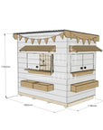Flat roof painted wooden cubby house residential little rectangle with dimensions