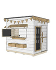 Flat roof painted pine timber cubby house domestic little rectangle size with accessories