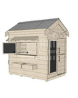 Pitched roof raw wooden cubby house residential and family homes little rectangle accessories