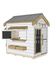 Pitched roof painted wooden cubby house residential and family homes little rectangle accessories
