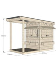 Raw pine cubby house with front verandah for residential backyards little square size with dimensions