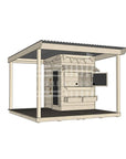 Raw wooden cubby house with wraparound porch for residential and family homes little square size with accessories