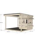 Raw pine cubby house with wraparound verandah for residential backyards little square size with dimensions
