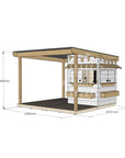 Painted pine cubby house with wraparound verandah for residential backyards little square size with dimensions