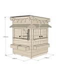 Flat roof raw wooden cubby house residential little square with dimensions